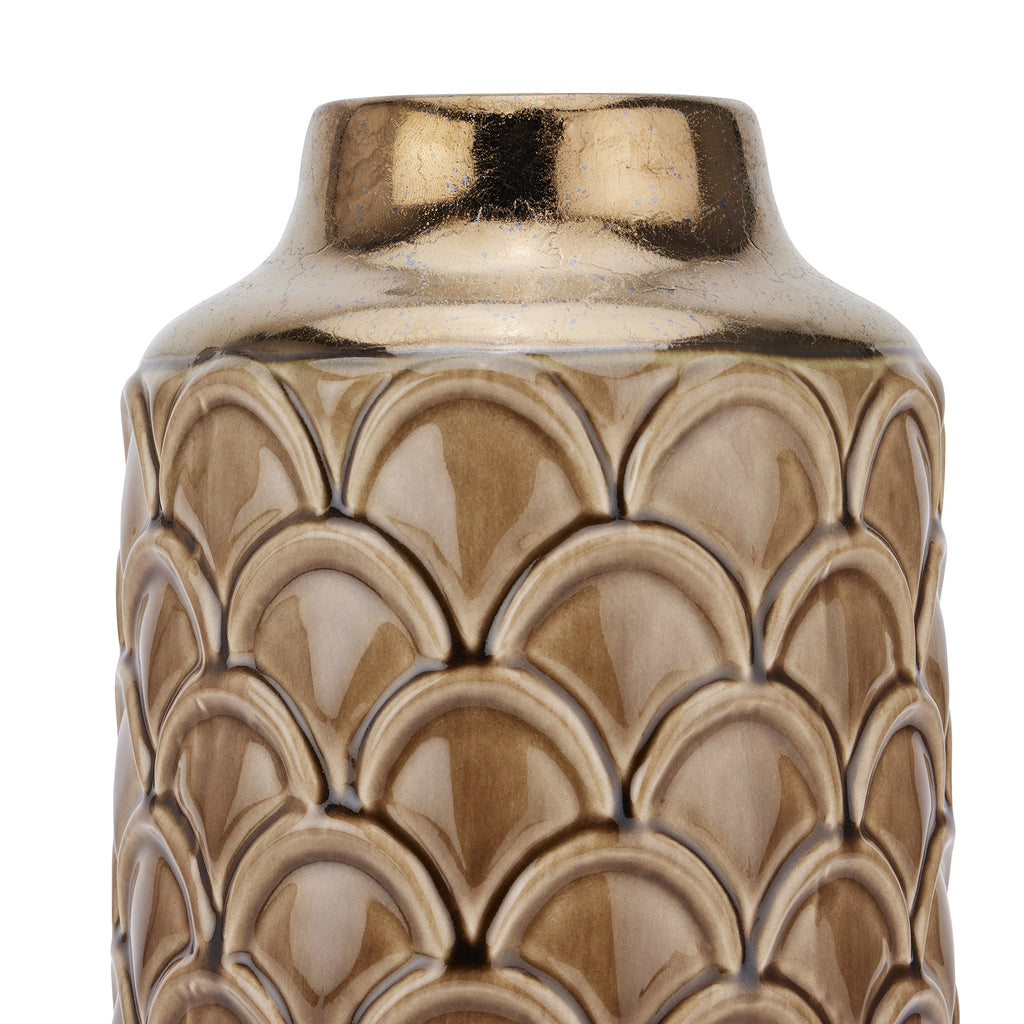 Seville Collection Small Caramel Scalloped Vase — side view ceramic