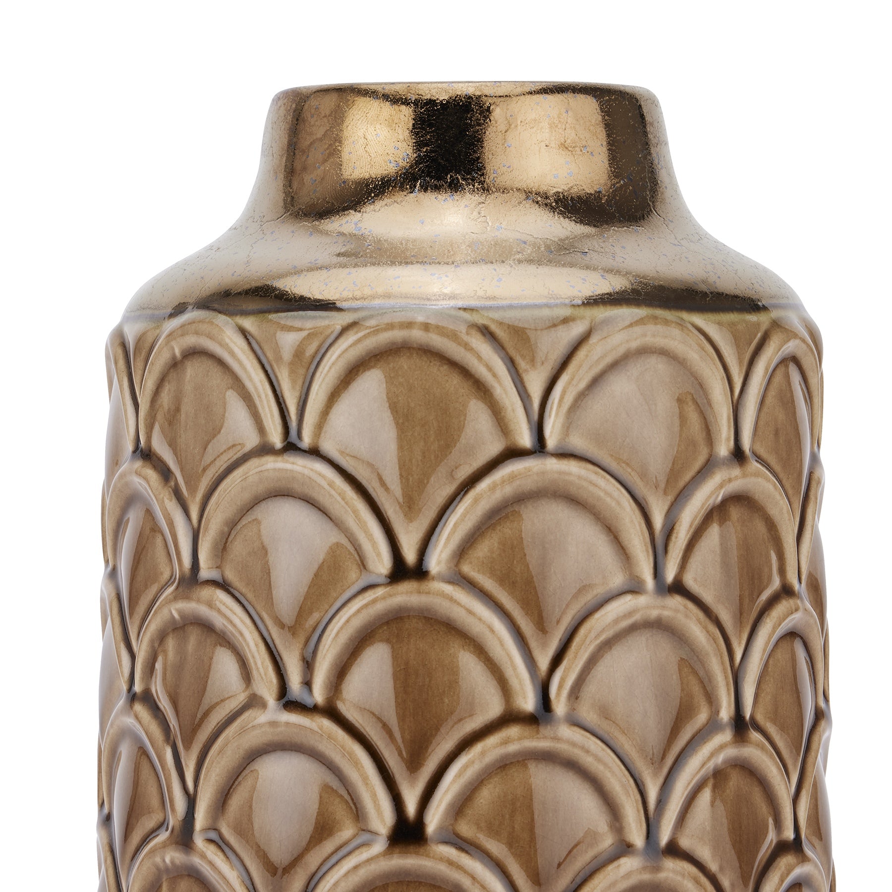 Seville Collection Small Caramel Scalloped Vase — side view ceramic