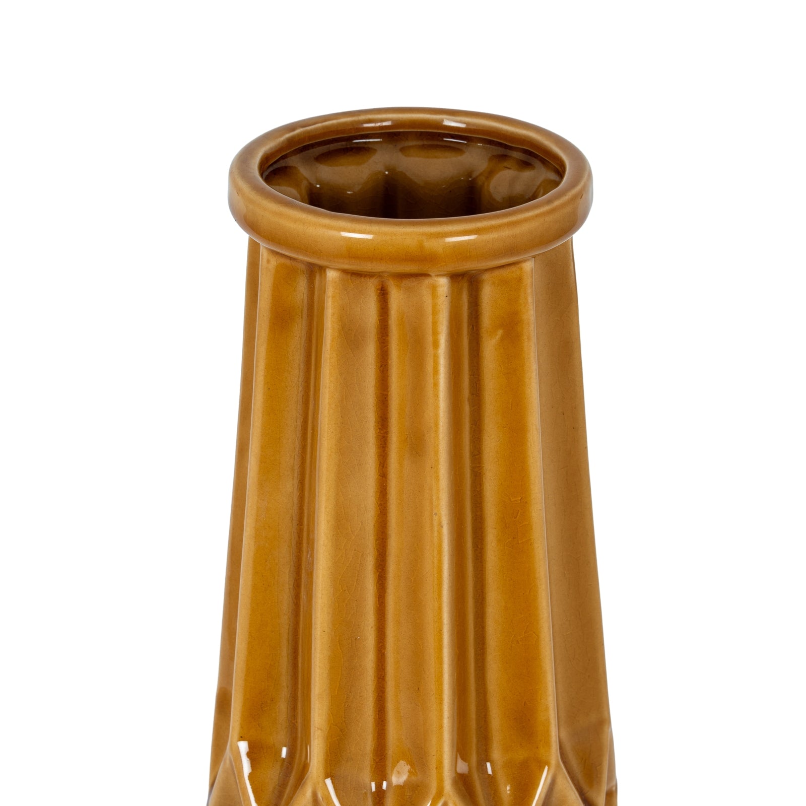Seville Collection Tall Ochre Vase — side view ceramic