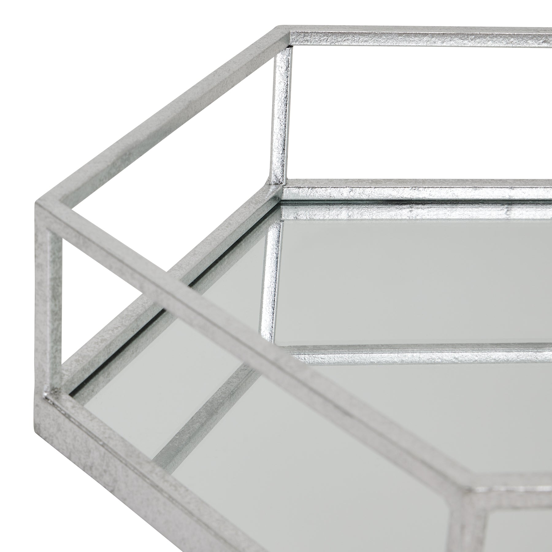 Silver Hexagon Set Of Two Trays — alternative angle silver glass