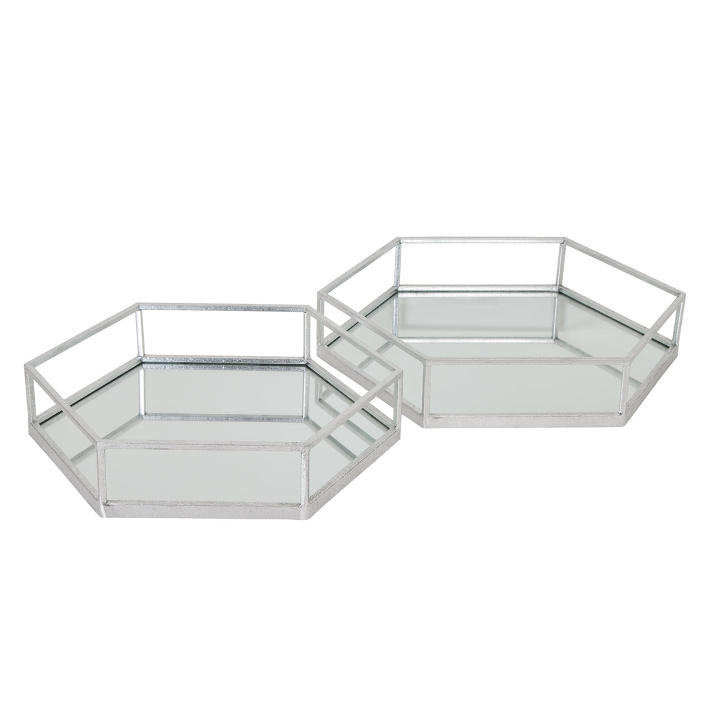Silver Hexagon Set Of Two Trays — main product view