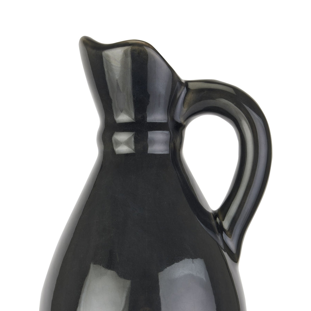 Decorative Tall Navy Stoneware Jug — side view ceramic