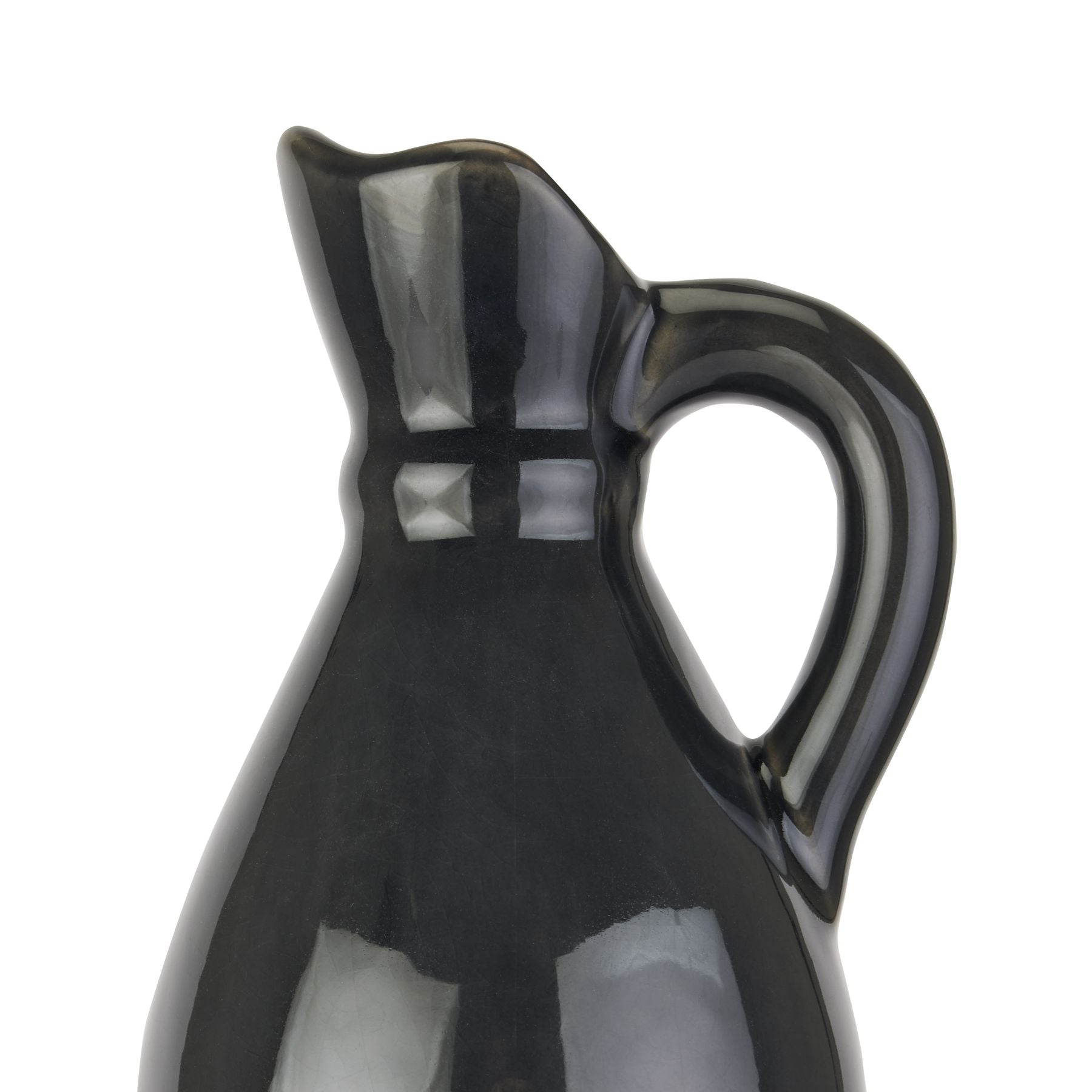 Decorative Tall Navy Stoneware Jug — side view ceramic