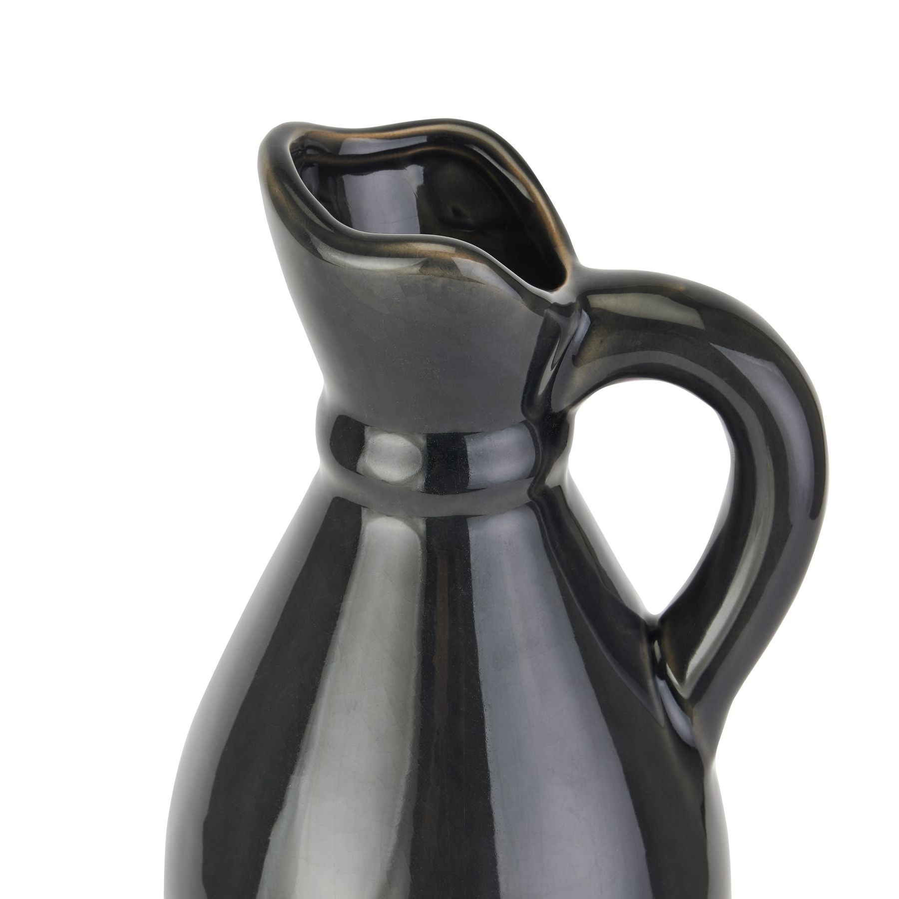 Decorative Tall Navy Stoneware Jug — detail close-up ceramic