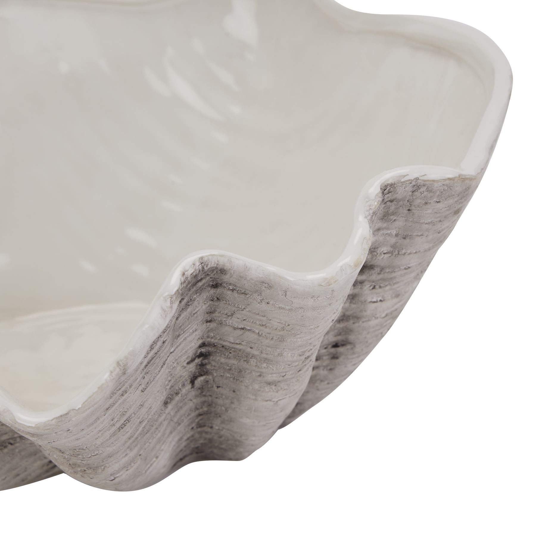 Large Ceramic Adele Shell Bowl — side view white ceramic