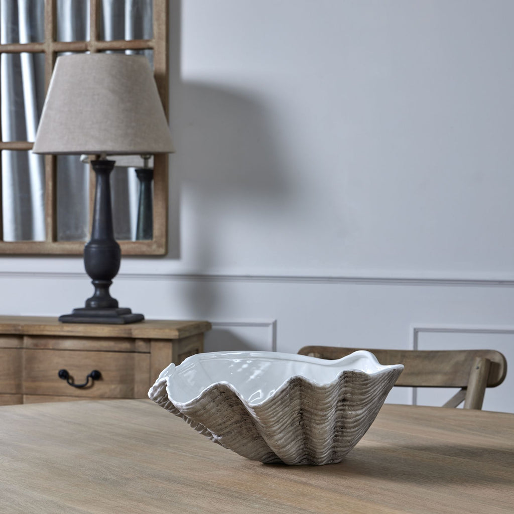 Large Ceramic Adele Shell Bowl — view 5 white ceramic