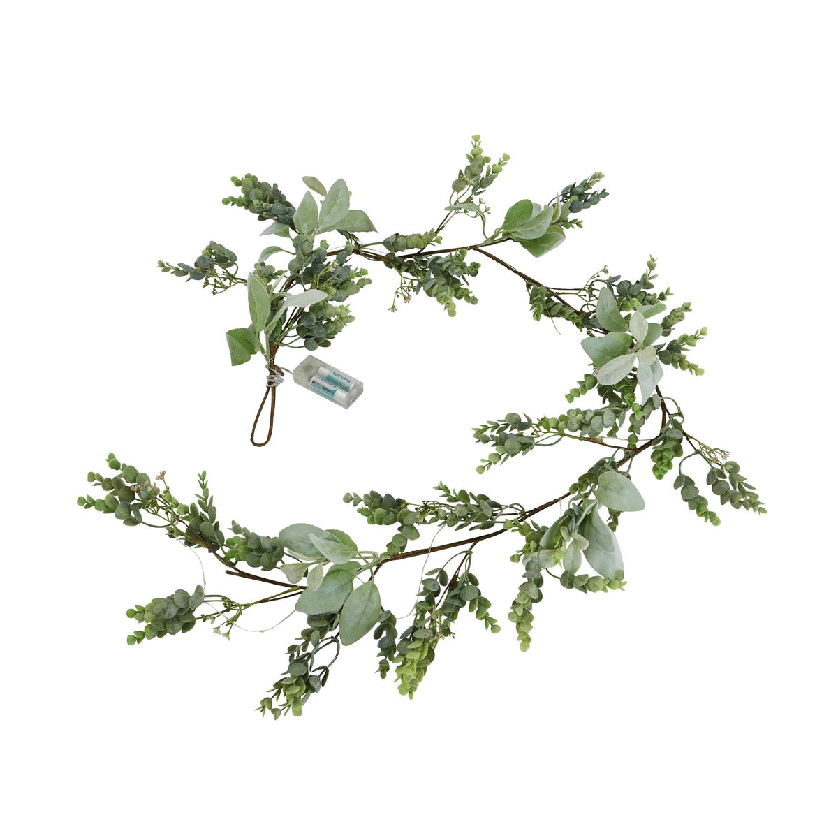 Artificial Winter Garland with Eucalyptus and Lambs Ear, alternative angle