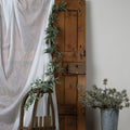 Artificial Winter Garland with Eucalyptus and Lambs Ear, detail close-up