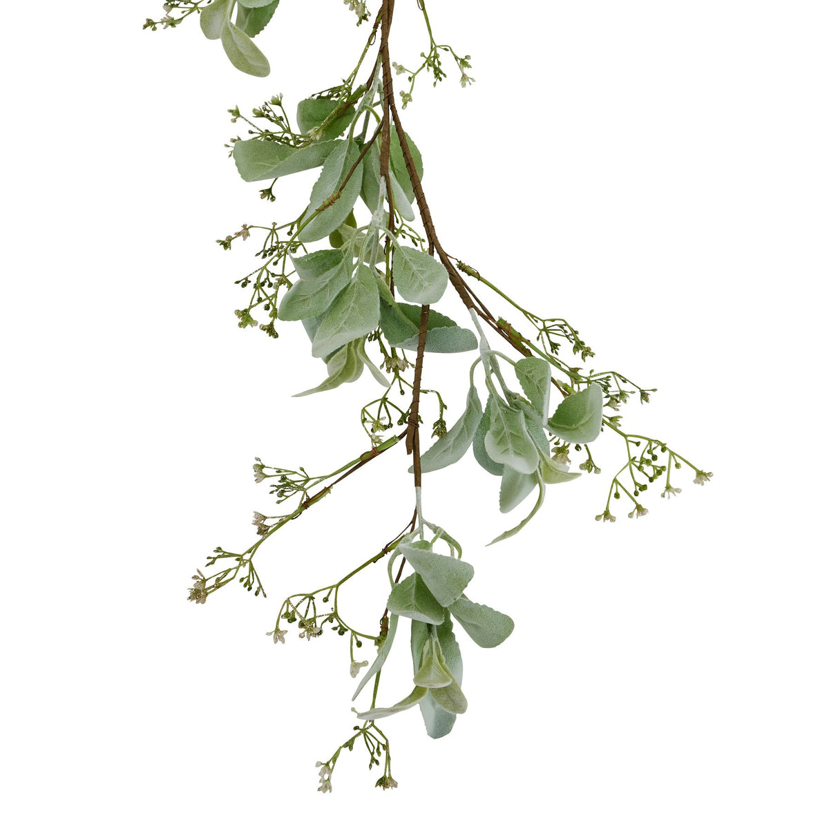 Artificial Winter Garland with Lambs Ear and Wax Flower, alternative angle