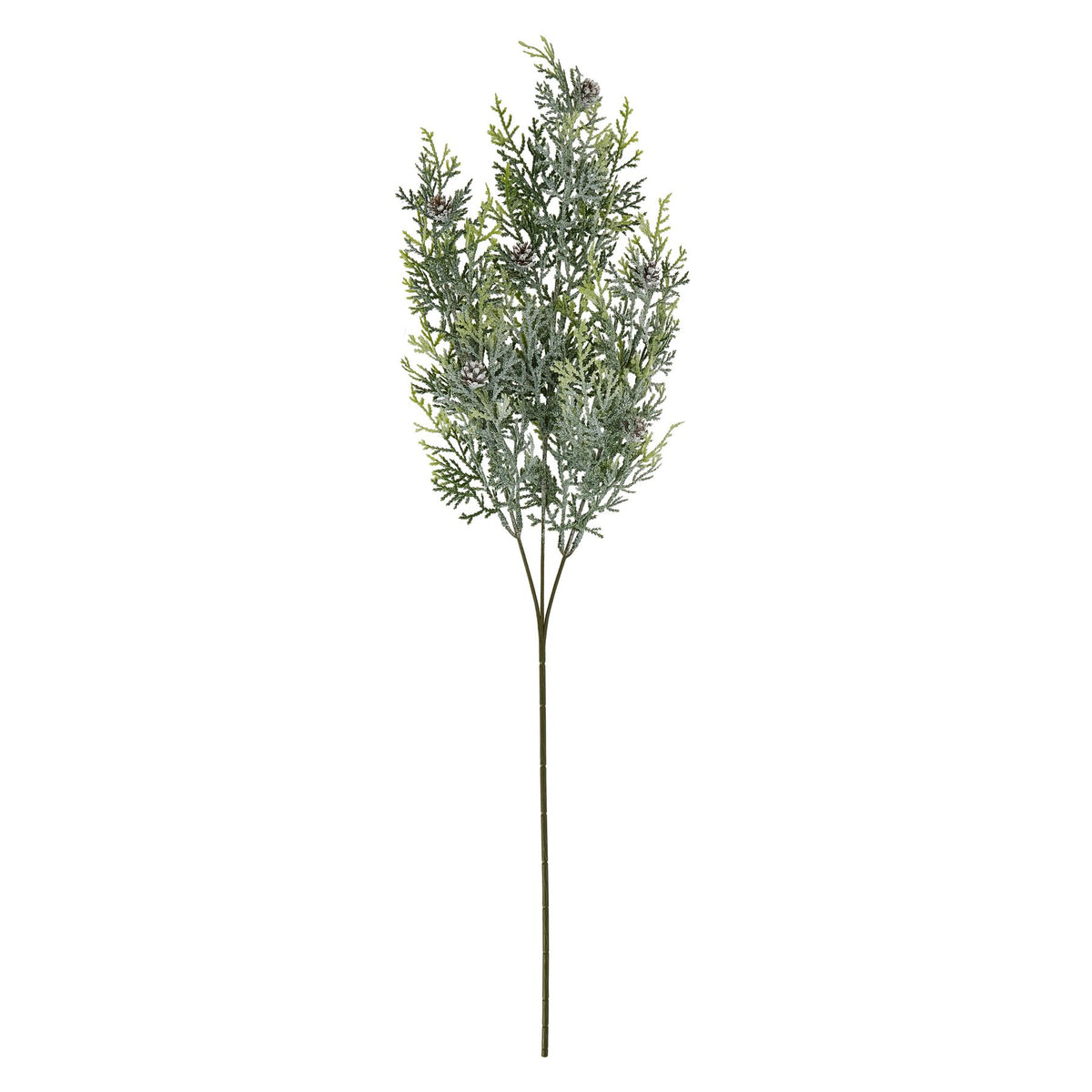 Artificial Frosted Pine Tall Stem with Pinecones, detail close-up