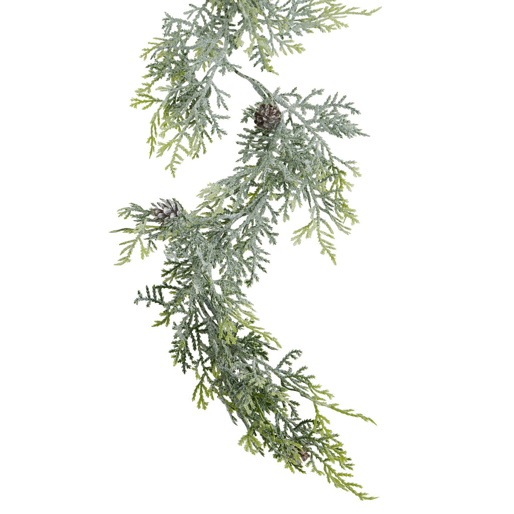 Artificial Frosted Pine Garland with Pinecones, alternative angle