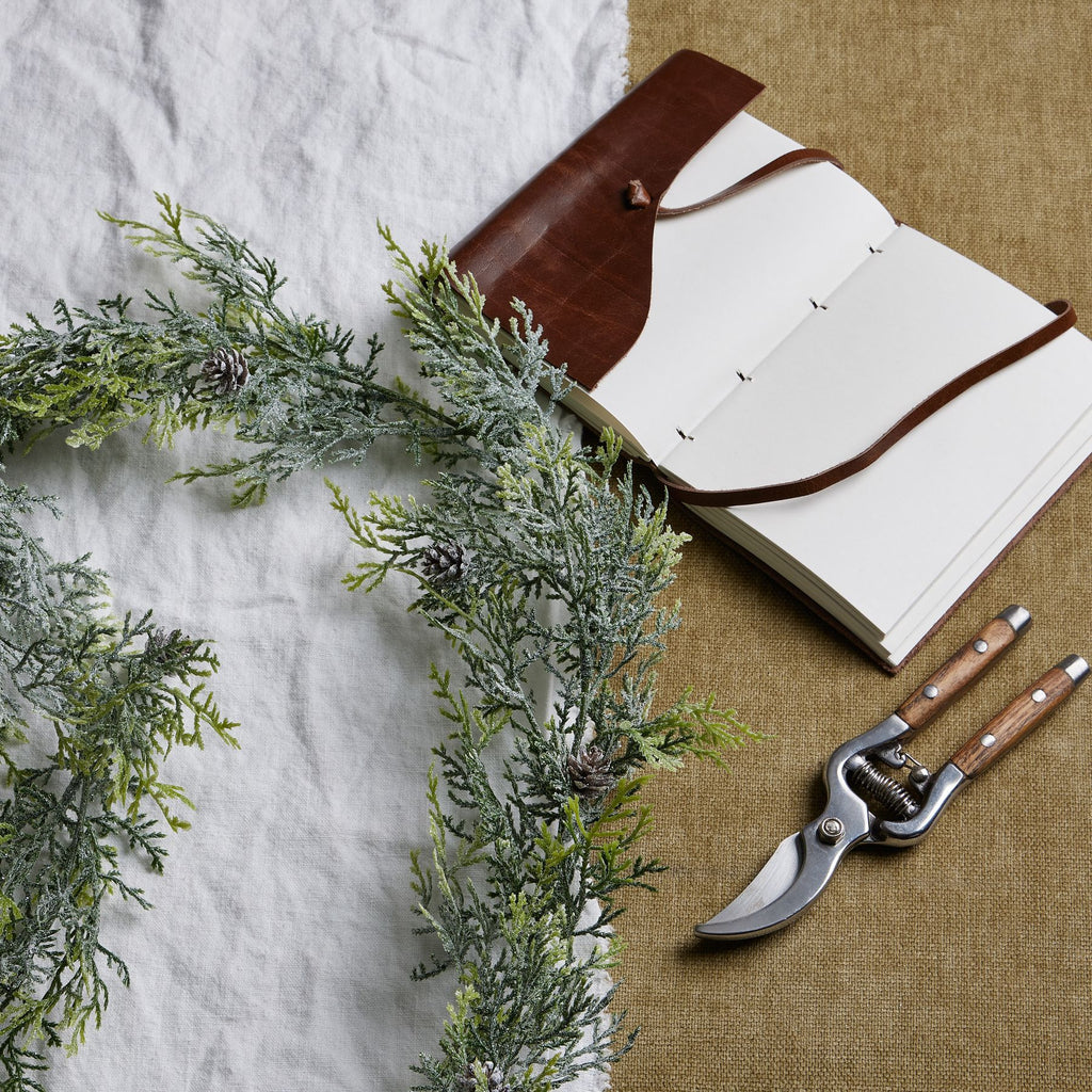 Artificial Frosted Pine Garland with Pinecones, further view