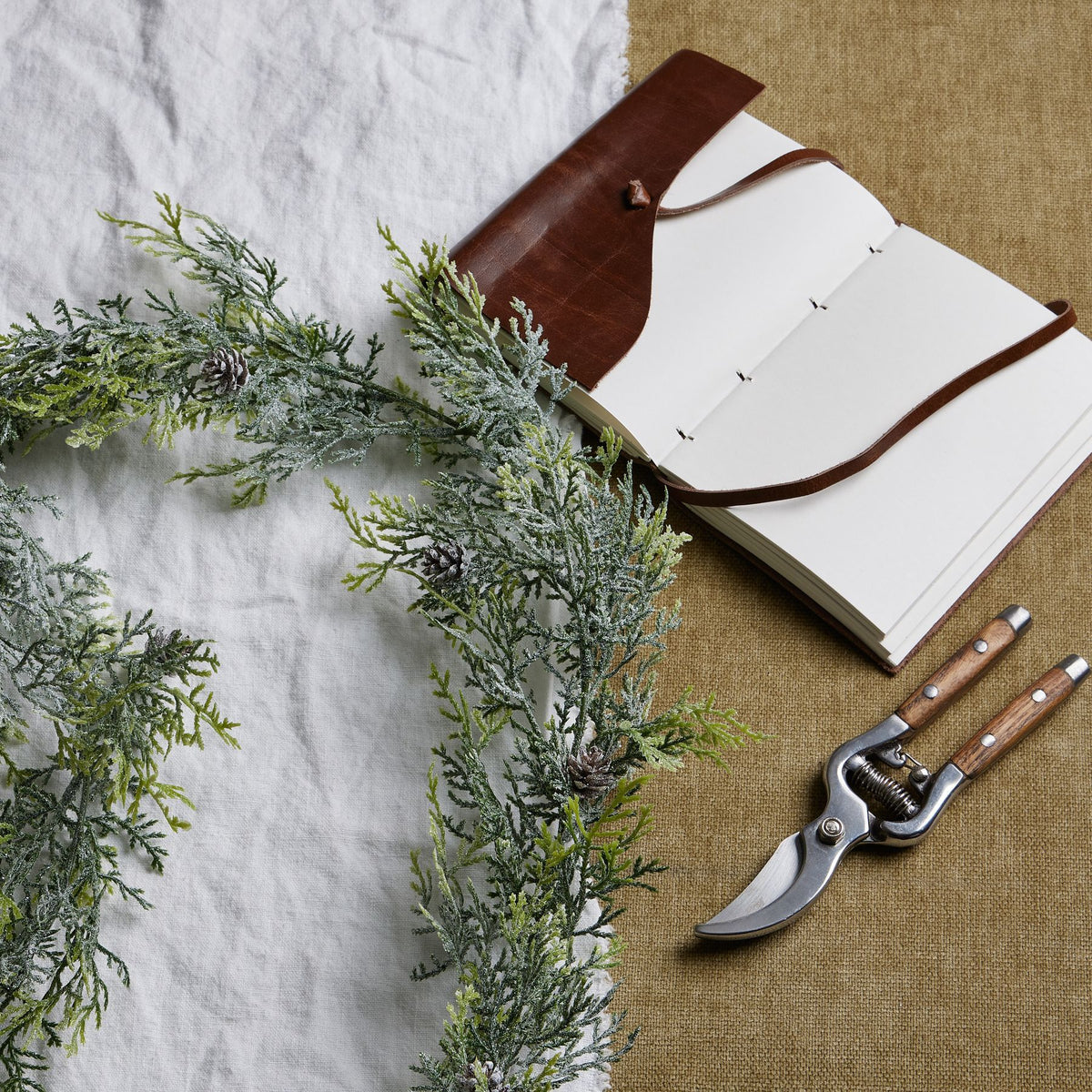 Artificial Frosted Pine Garland with Pinecones, further view