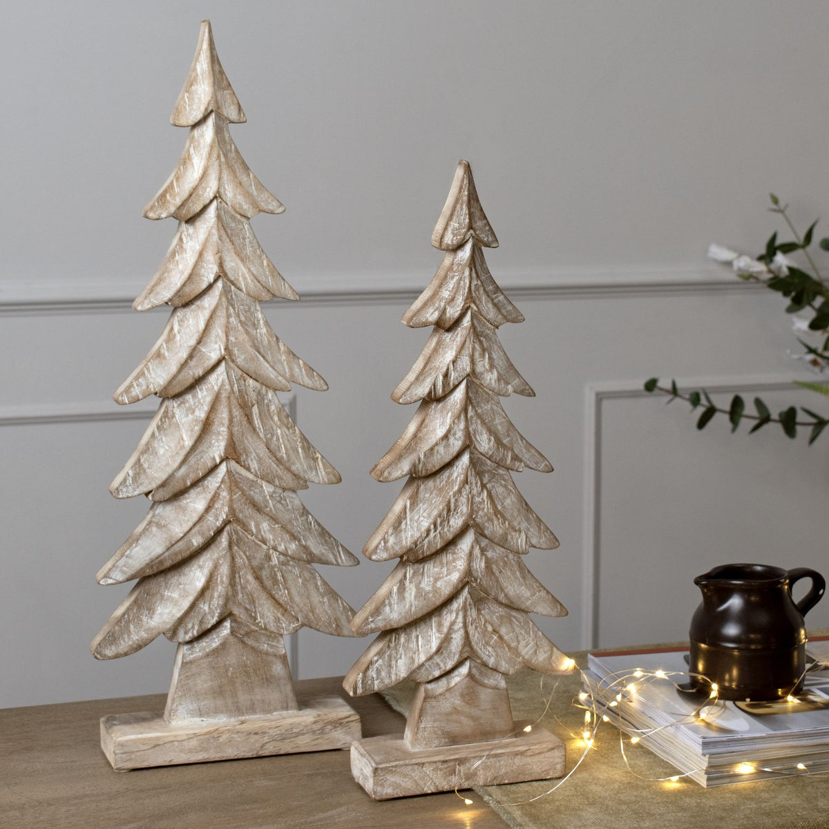 Carved Wood Christmas Tree, side view