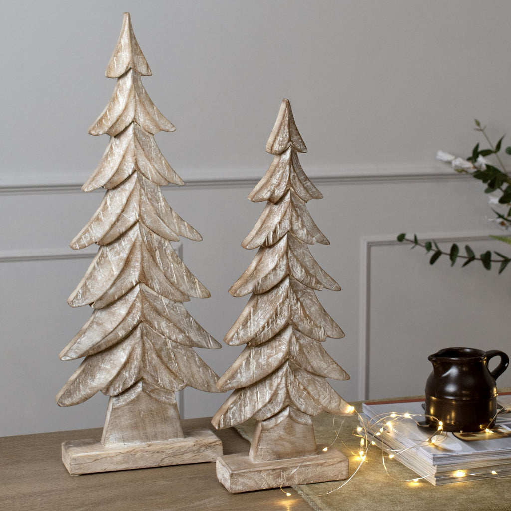 Carved Wood Large Christmas Tree, side view