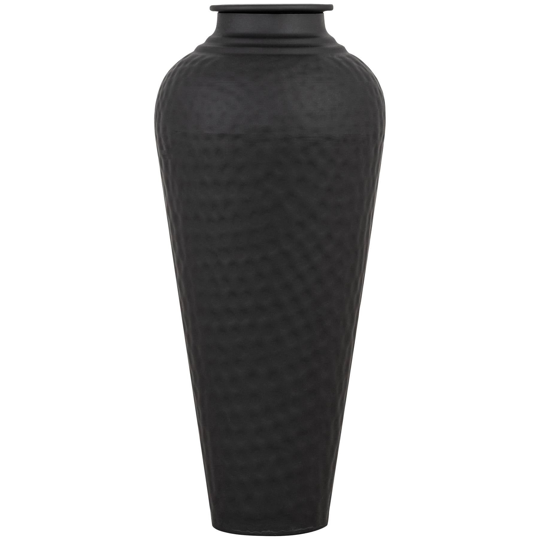 Matt Black Hammered Vase With Lid — main product view