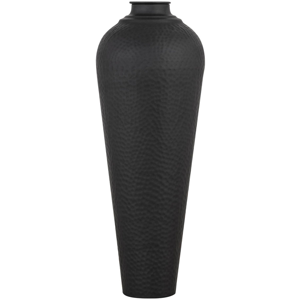 Matt Black Medium Hammered Vase With Lid — main product view
