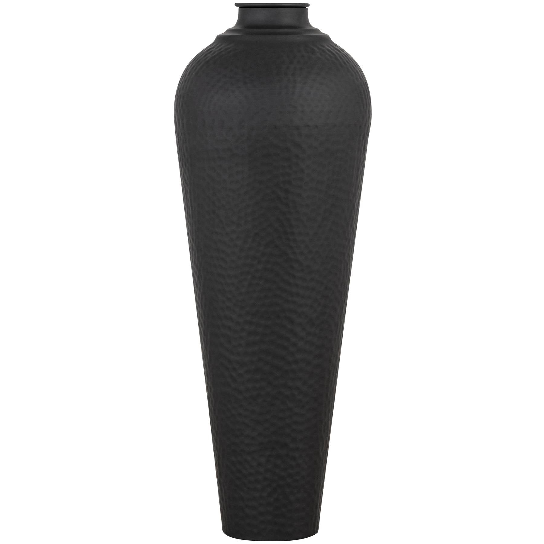 Matt Black Medium Hammered Vase With Lid — main product view