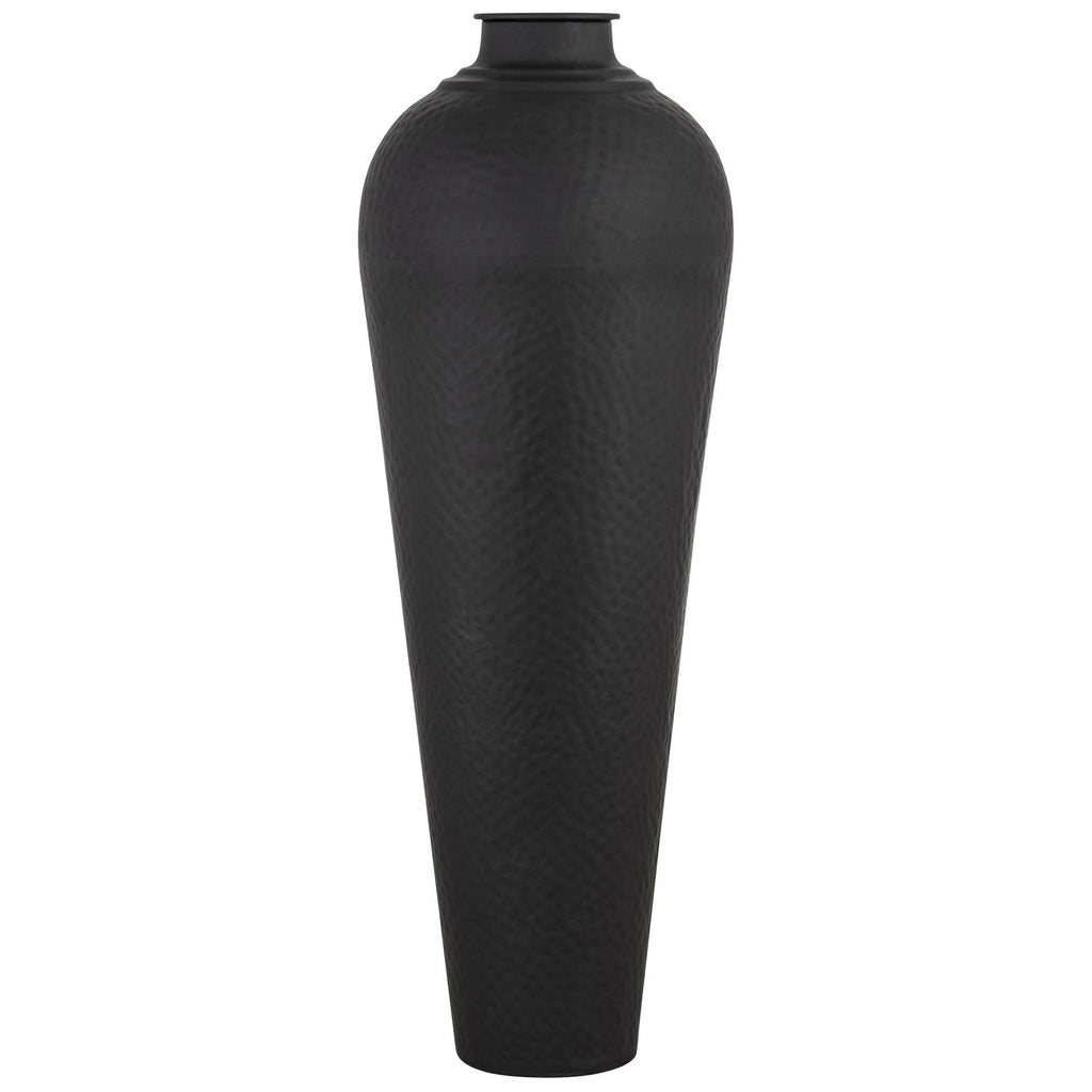 Matt Black Large Hammered Vase With Lid — main product view
