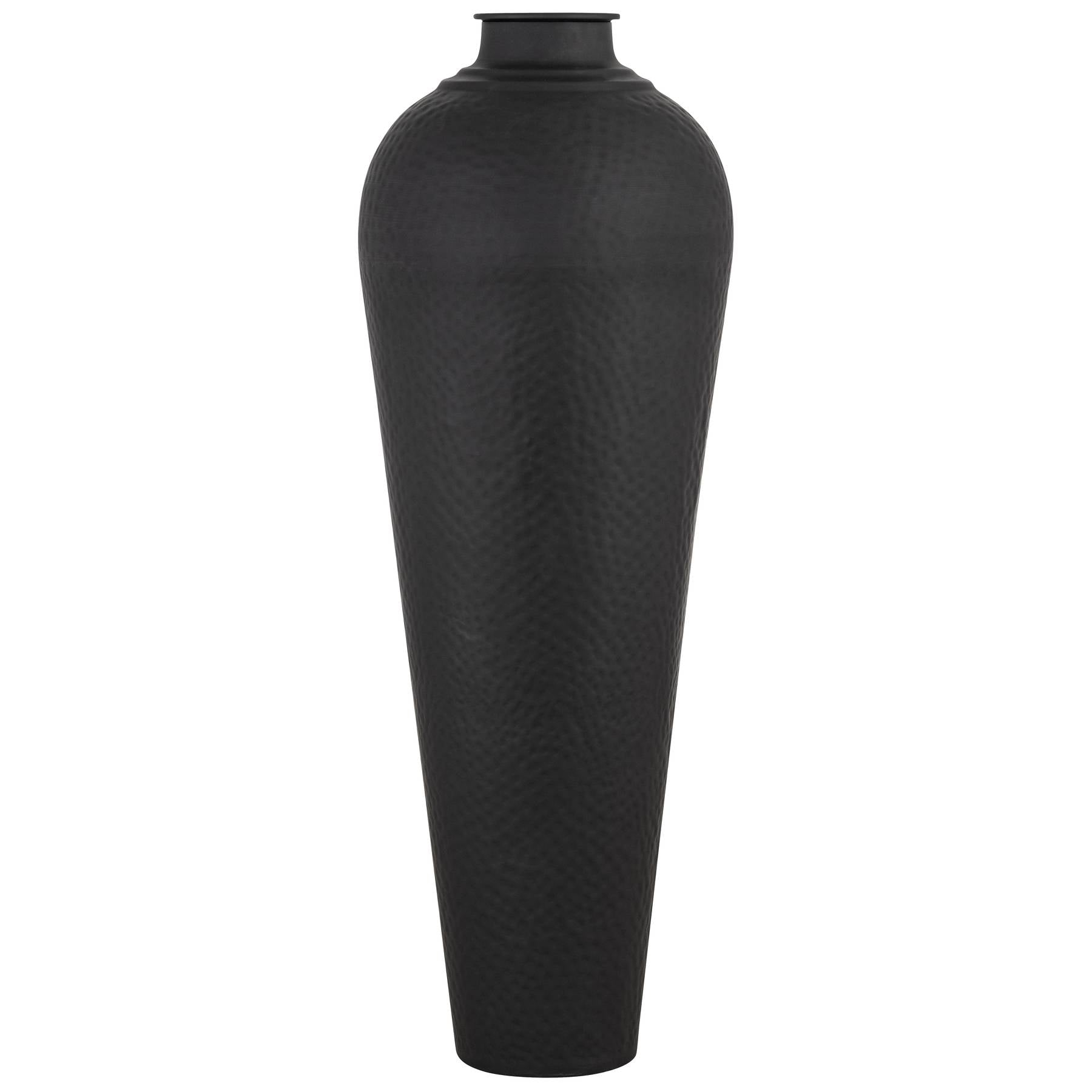Matt Black Large Hammered Vase With Lid — main product view