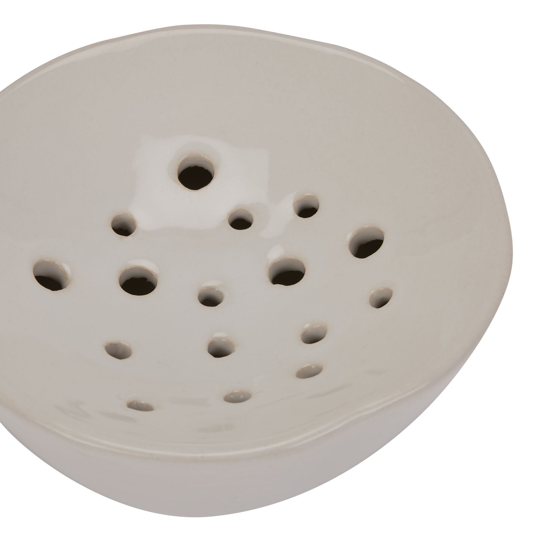 Off White Ceramic Flower Frog — detail close-up white ceramic