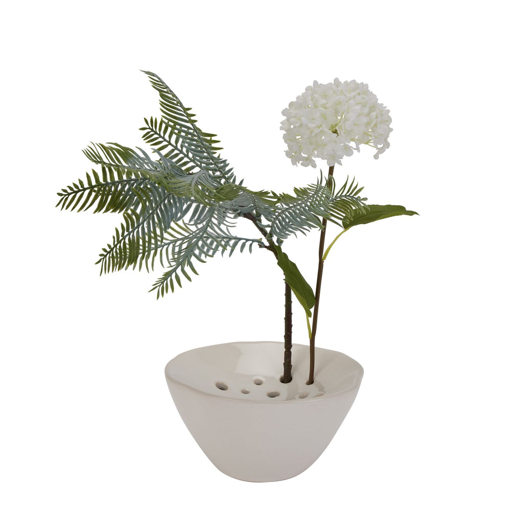 Off White Ceramic Flower Frog — alternative angle white ceramic