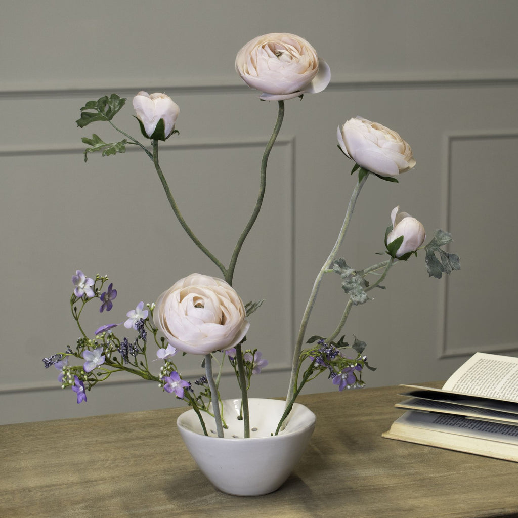 Off White Ceramic Flower Frog — view 5 white ceramic