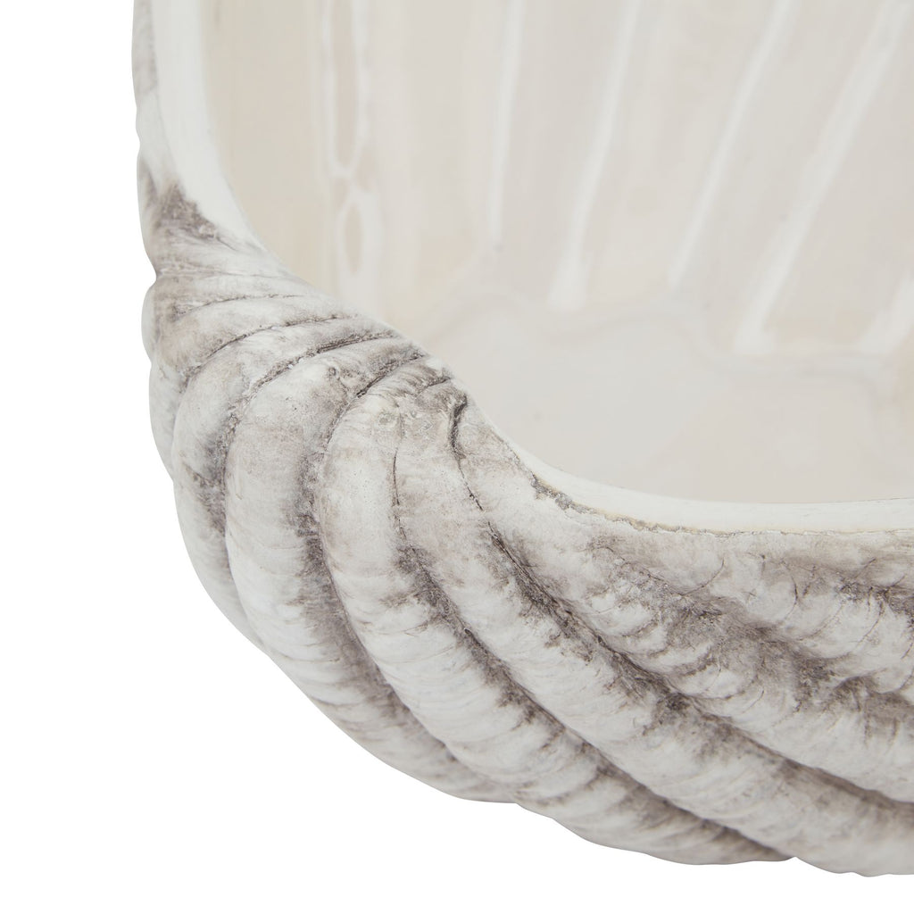 Siren Medium Ceramic Shell Bowl — detail close-up white ceramic