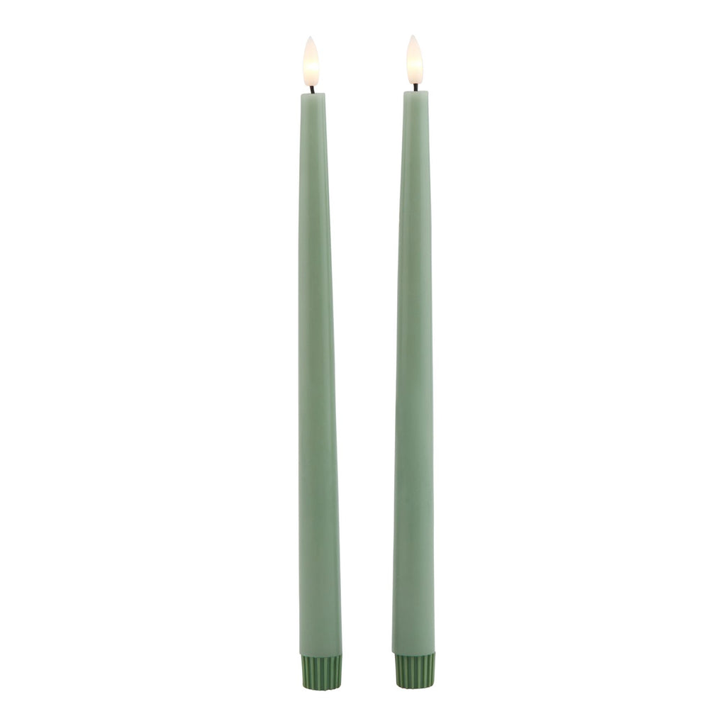 Luxe Collection S/2 Sage LED Wax Dinner Candles — side view sage wax