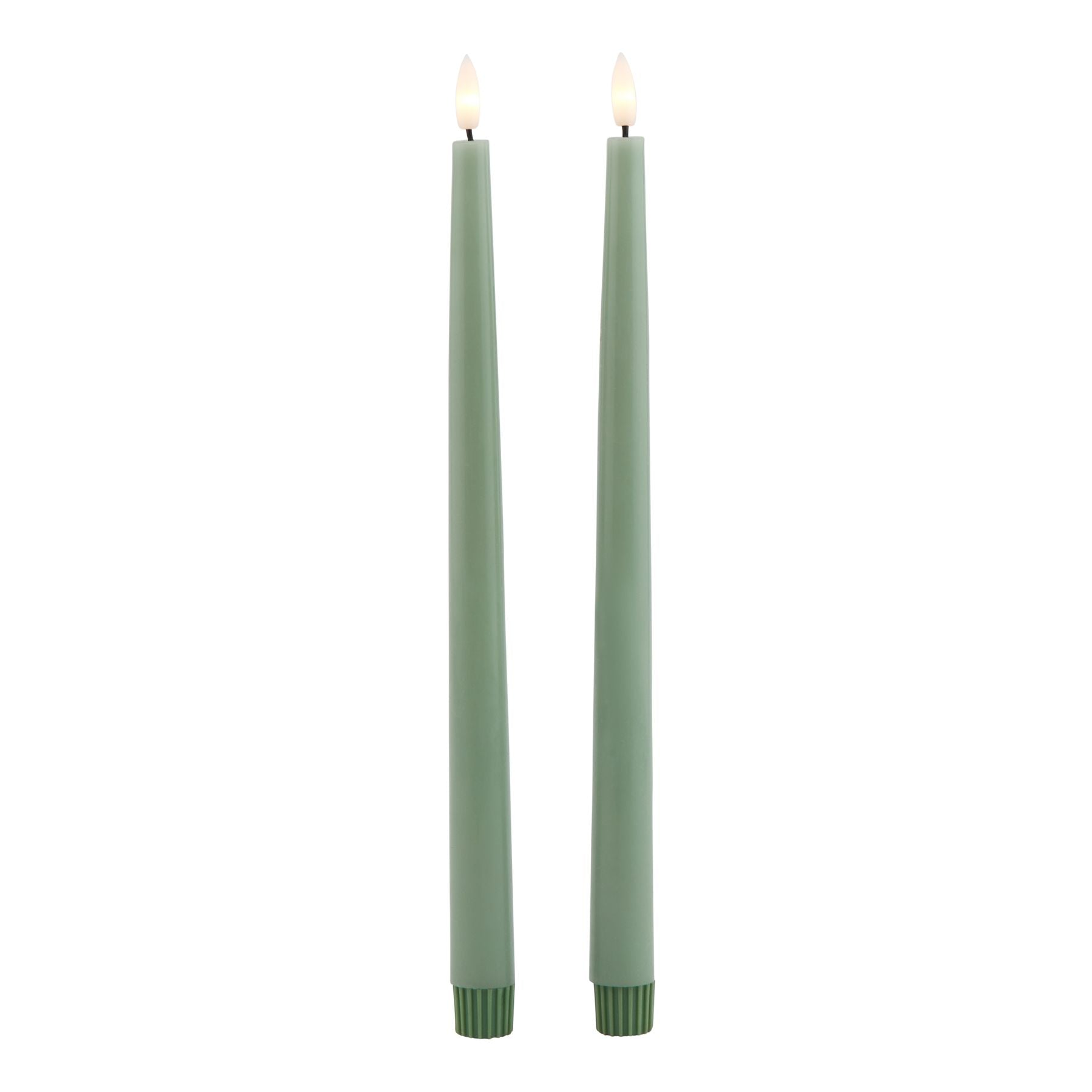 Luxe Collection S/2 Sage LED Wax Dinner Candles — side view sage wax