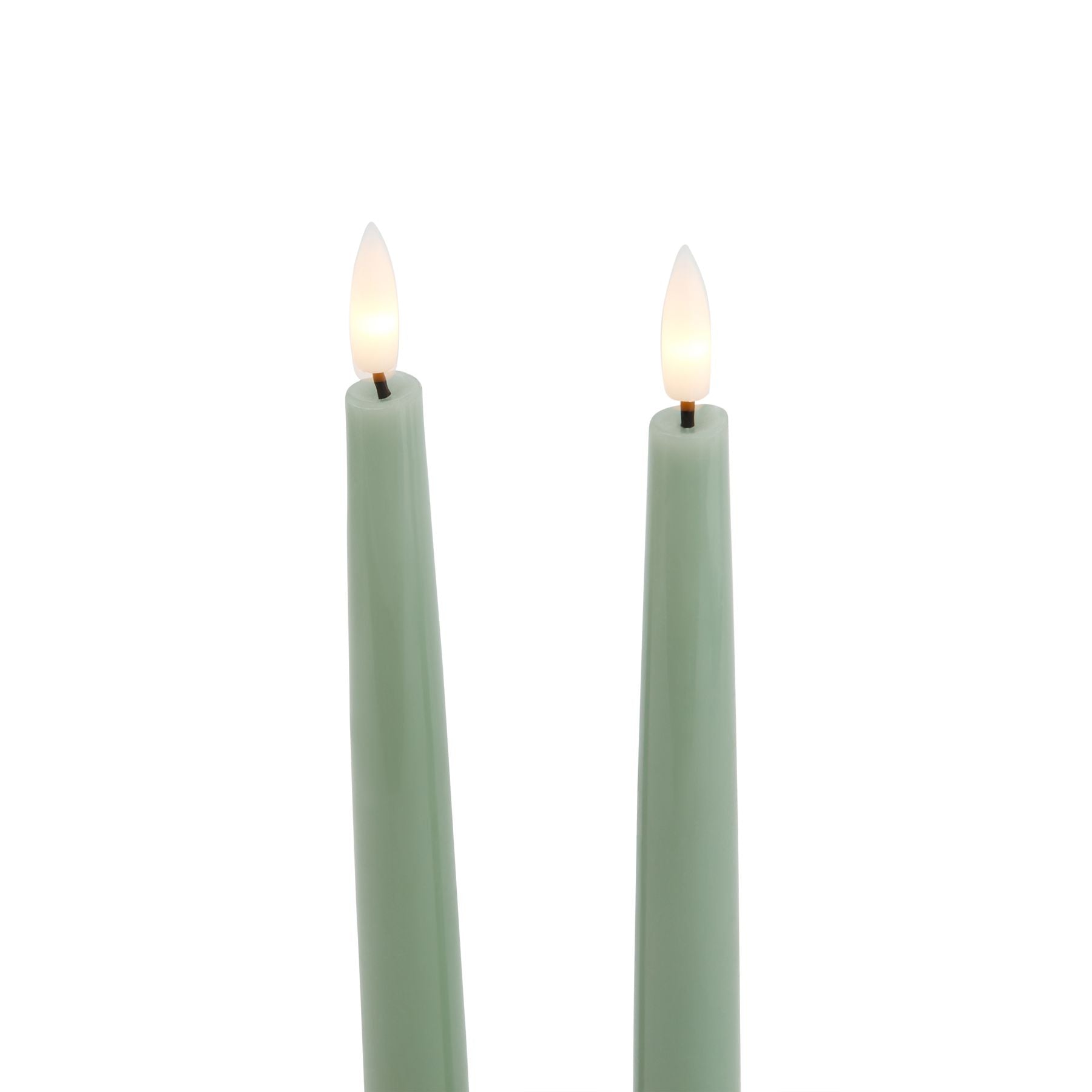 Luxe Collection S/2 Sage LED Wax Dinner Candles — detail close-up sage wax