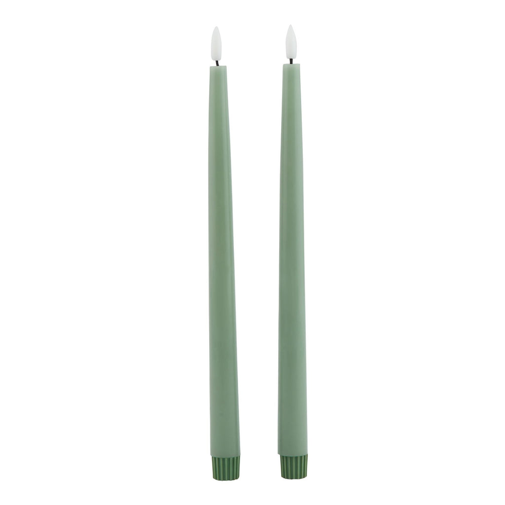Luxe Collection S/2 Sage LED Wax Dinner Candles — main product view