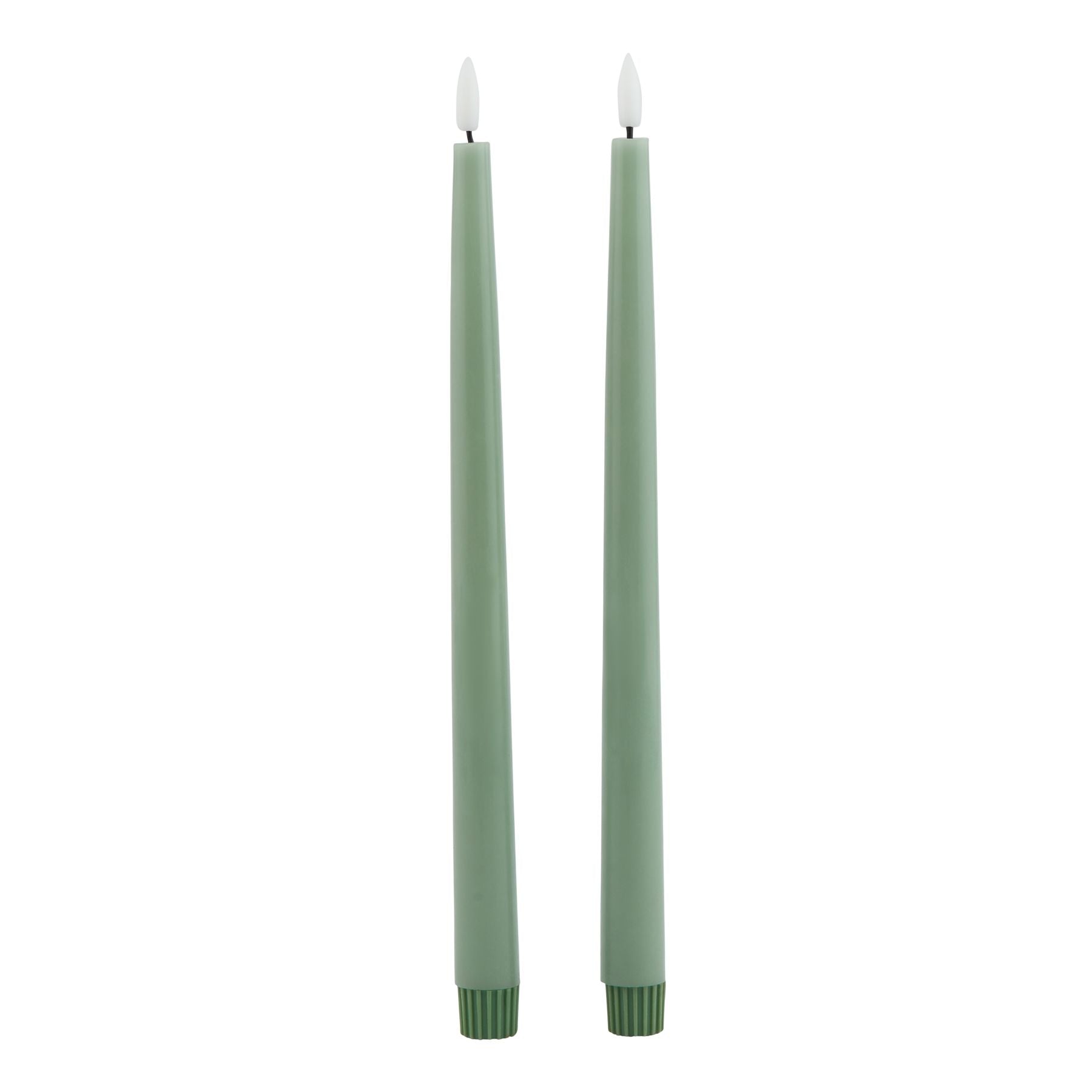 Luxe Collection S/2 Sage LED Wax Dinner Candles — main product view