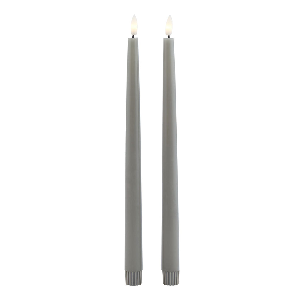 Luxe Collection S/2 Grey LED Wax Dinner Candles — side view grey wax