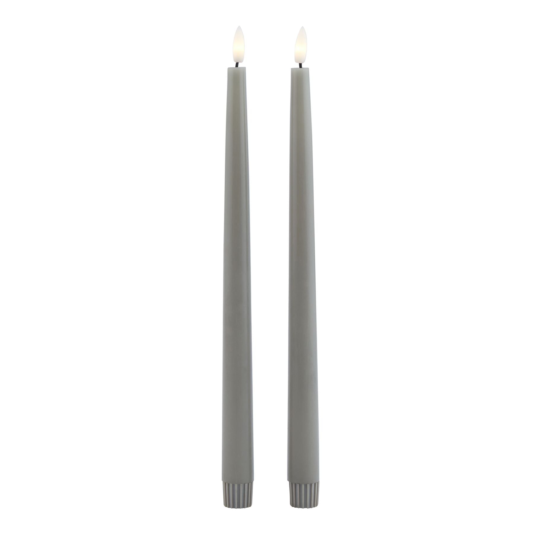 Luxe Collection S/2 Grey LED Wax Dinner Candles — side view grey wax