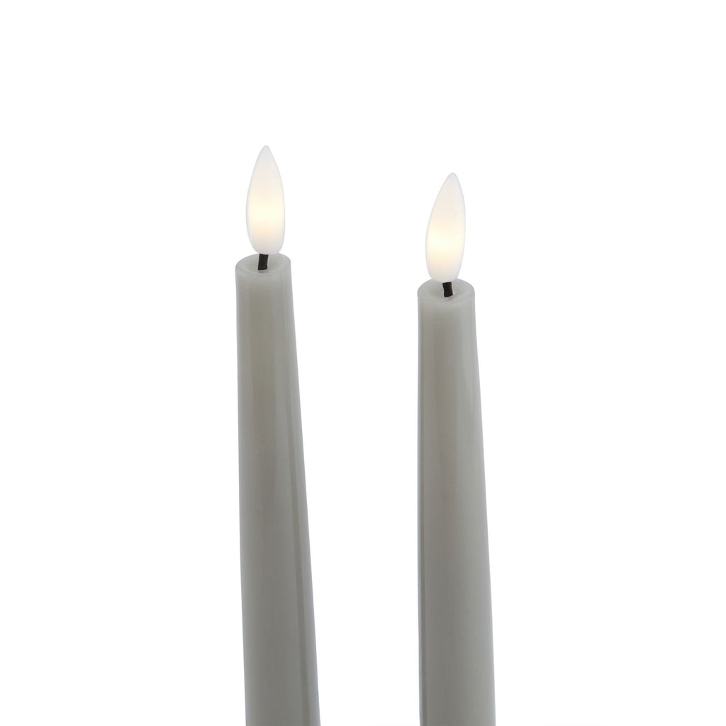 Luxe Collection S/2 Grey LED Wax Dinner Candles — detail close-up grey wax