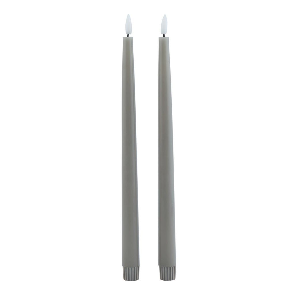 Luxe Collection S/2 Grey LED Wax Dinner Candles — main product view
