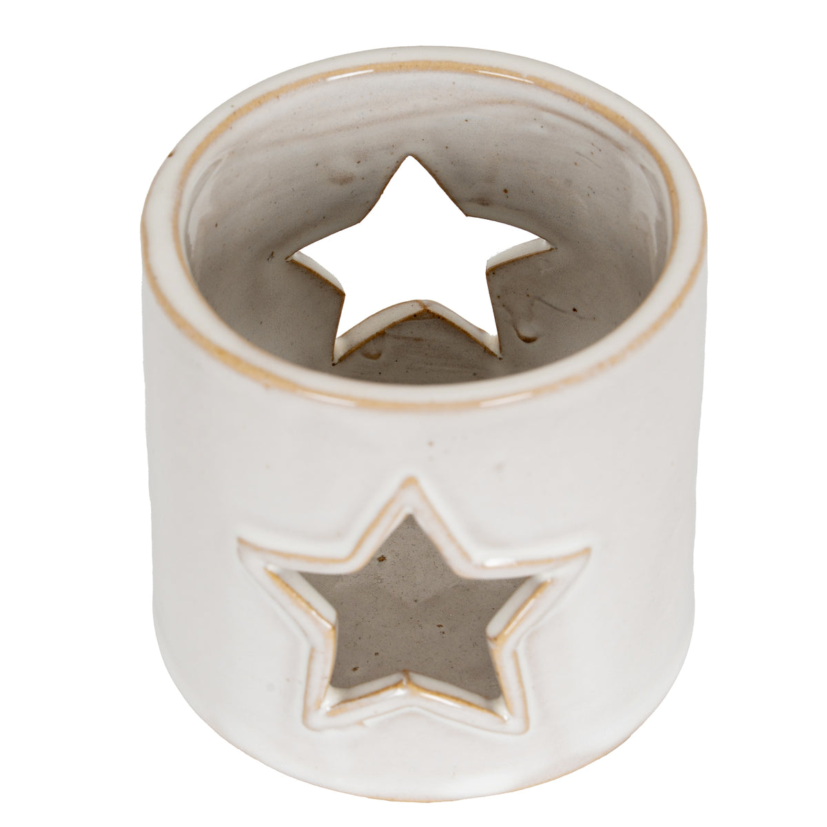 White Ceramic Star Cut-Out Tealight Holder, alternative angle