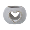 White Ceramic Heart Cut-Out Round Tealight Holder, main product view