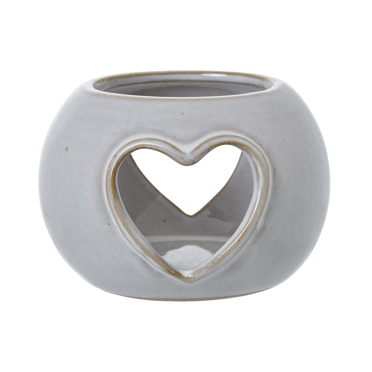 White Ceramic Heart Cut-Out Round Tealight Holder, main product view
