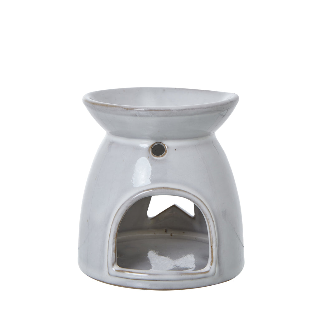 White Ceramic Star Cut-Out Wax Melt Tealight Holder, alternative angle