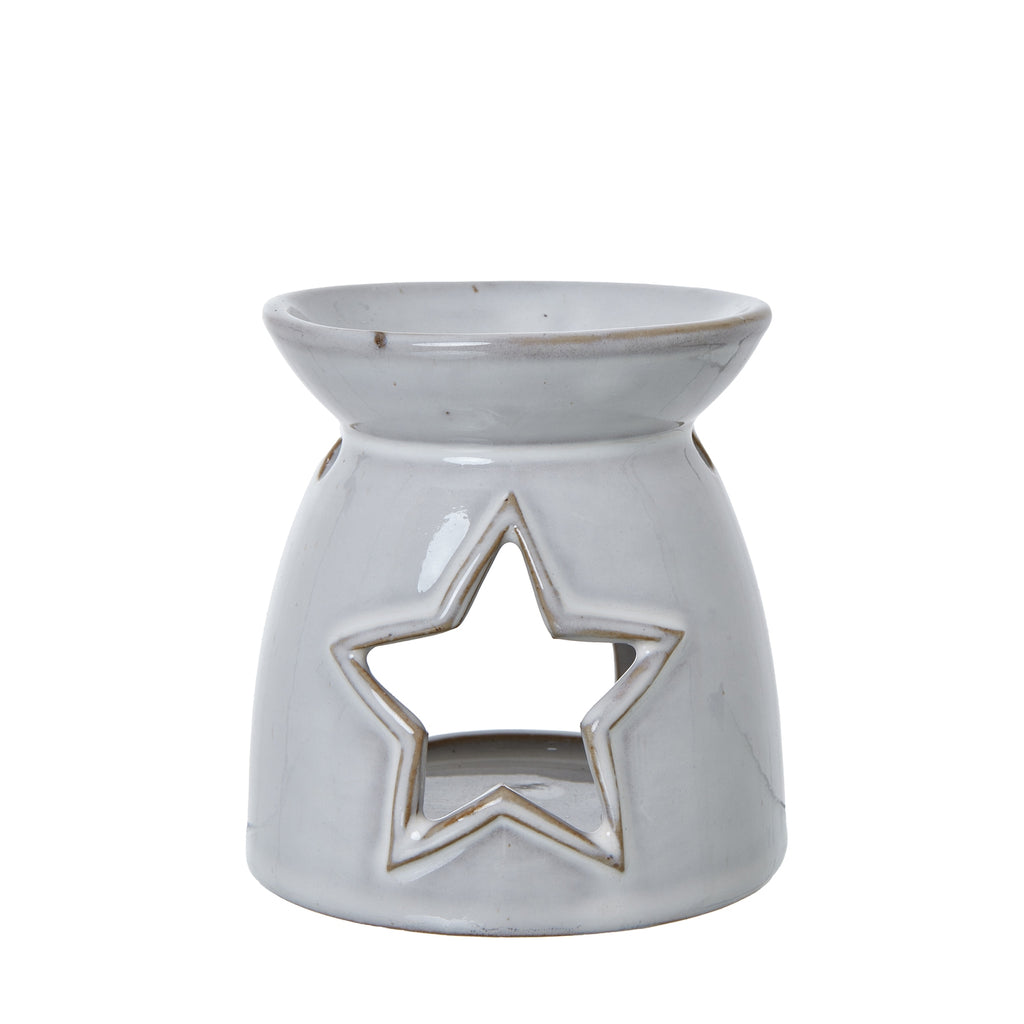 White Ceramic Star Cut-Out Wax Melt Tealight Holder, main product view