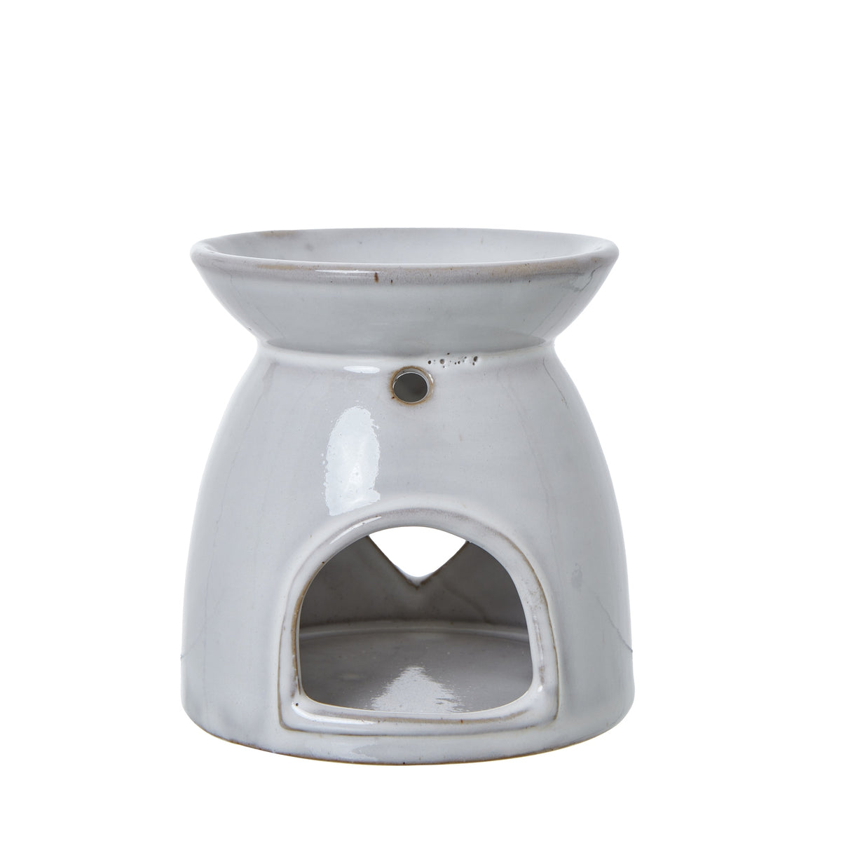 White Ceramic Heart Cut-Out Wax Melt Tealight Holder, detail close-up
