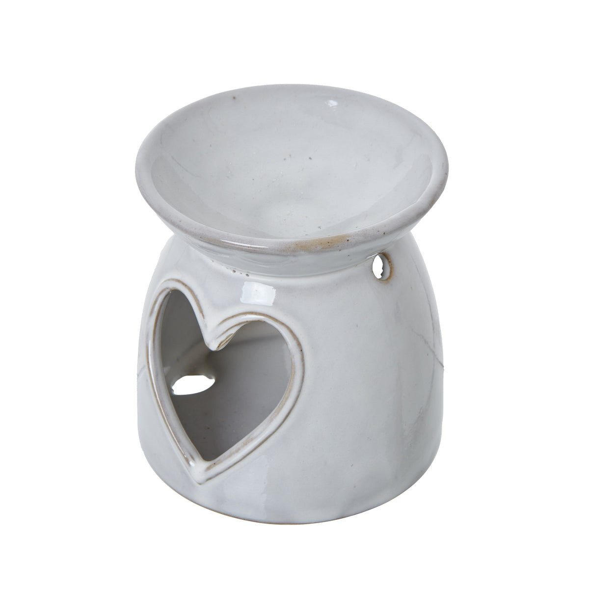 White Ceramic Heart Cut-Out Wax Melt Tealight Holder, main product view