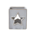 White Ceramic Star Cut-Out Square Tealight Holder, main product view