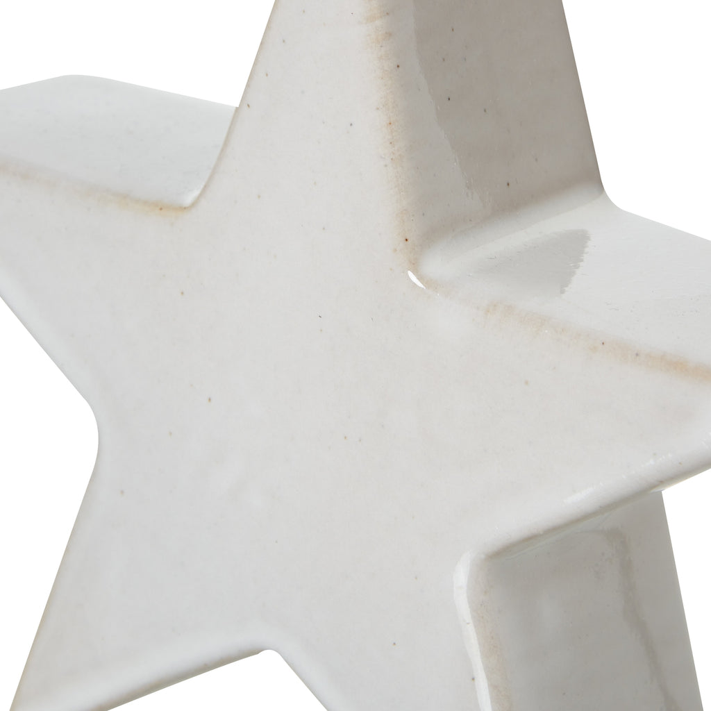 Small Ceramic Standing Star Decoration, detail close-up