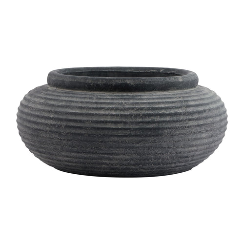 Amalfi Grey Round Ribbed Planter, main product view