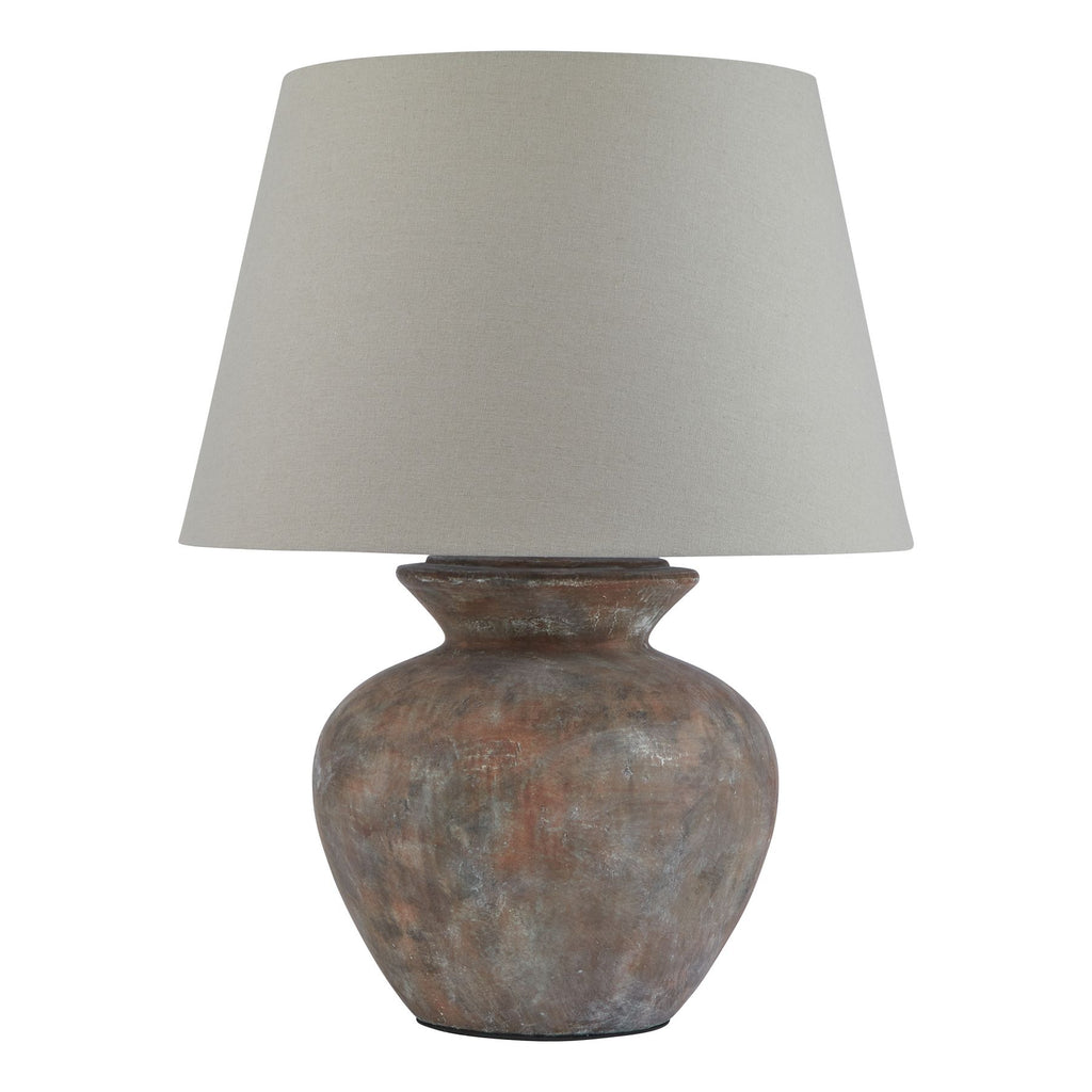 Siena Brown  Round Table Lamp With Linen Shade — main product view
