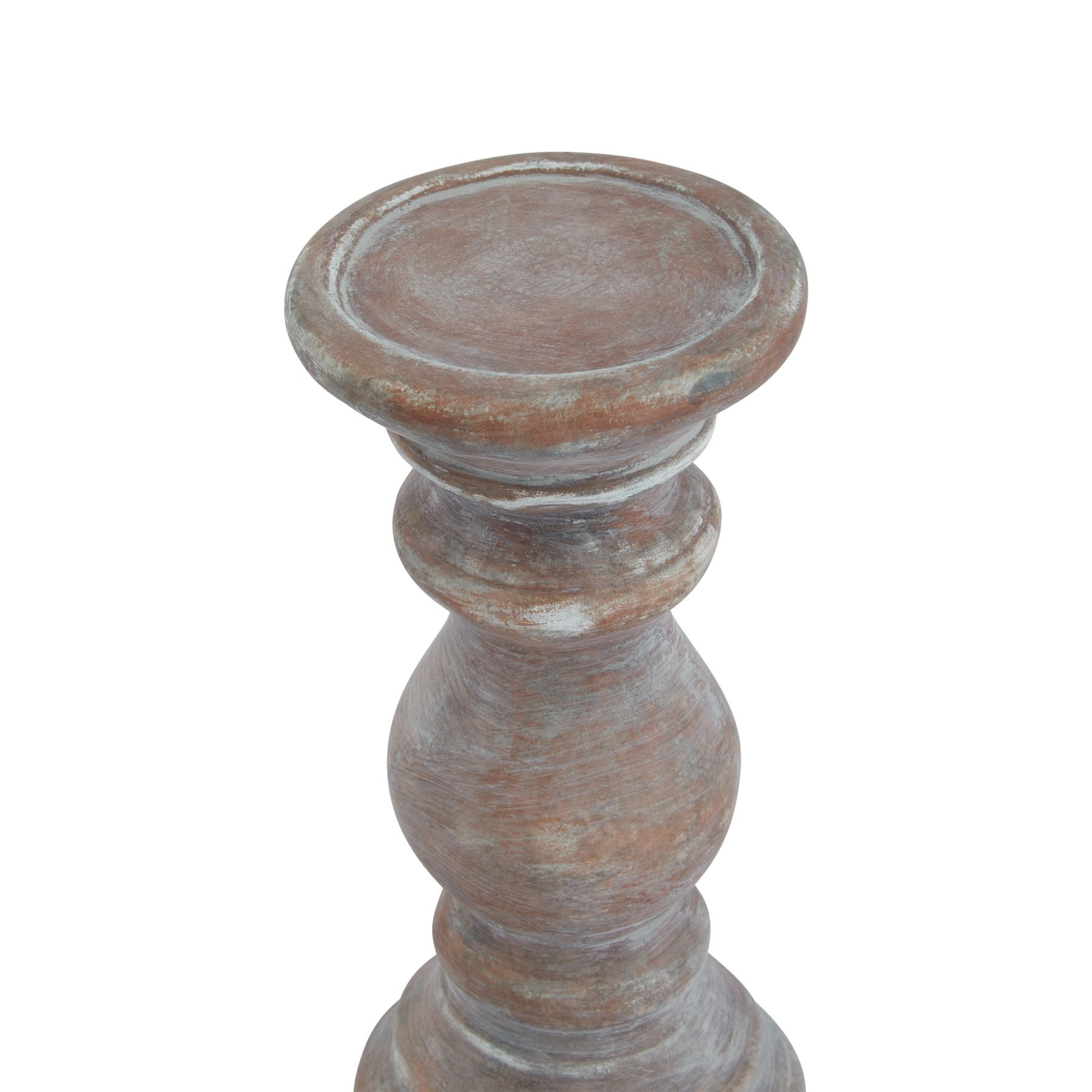Siena Small Brown  Column Candle Holder — side view brown ceramic