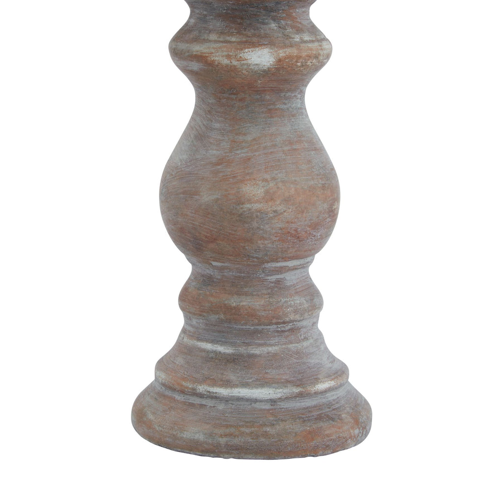 Siena Small Brown  Column Candle Holder — detail close-up brown ceramic